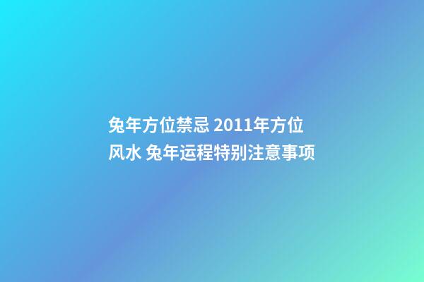 兔年方位禁忌 2011年方位风水 兔年运程特别注意事项